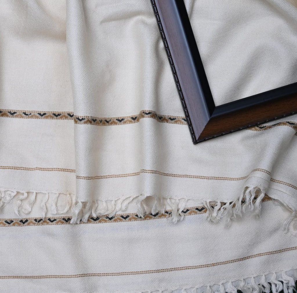 Swati 72 Wool Shawl &nbsp; ( Cream  )