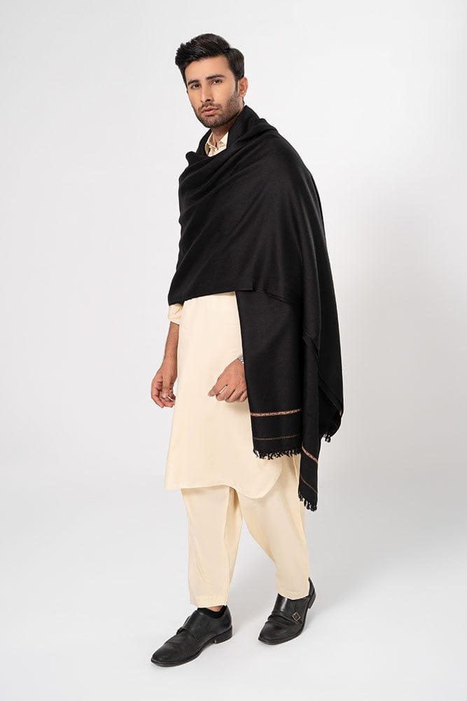 Men Shawls - Pure Pashmina Shawal (  Black  )